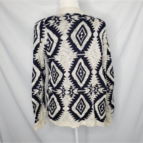 ARIZONA printed open front southwestern acrylic sweater L - Picture 4 of 7